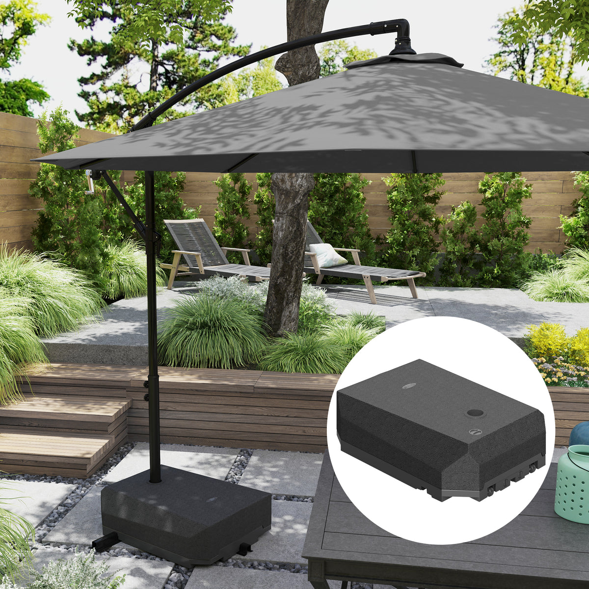 Umbrella Base Plastic Umbrella Stand for Cantilever Umbrella with Wheels, Heavy Duty Umbrella Stand, Water/Sand Filled