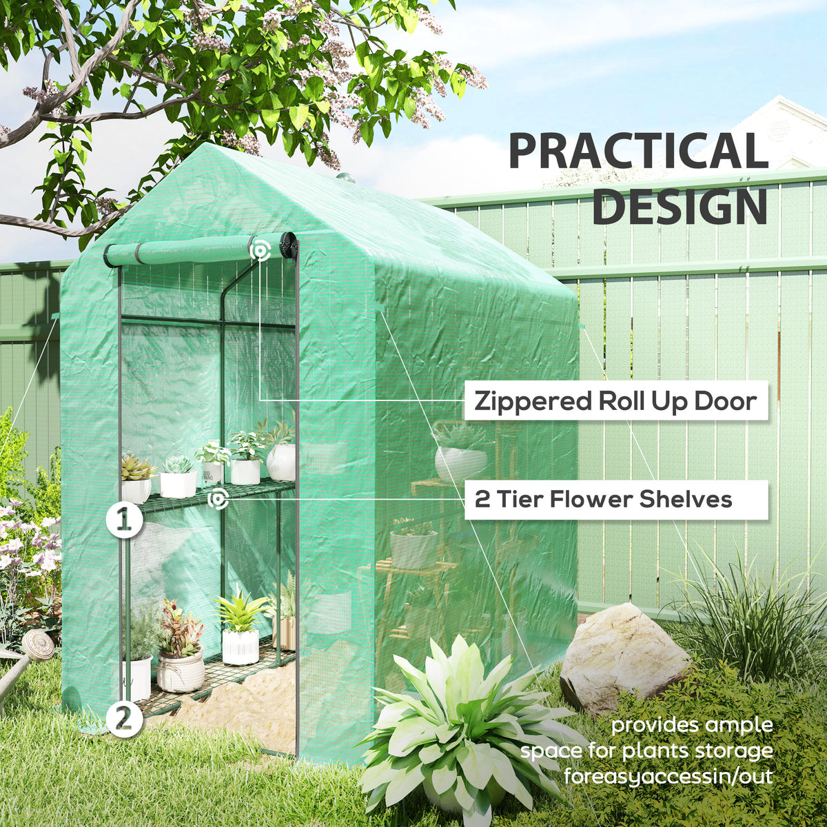 73" x 47" x 75" Walk-in Greenhouse Outdoor Portable Plant Flower Growth Warm House Garden Tunnel Shed – view 11