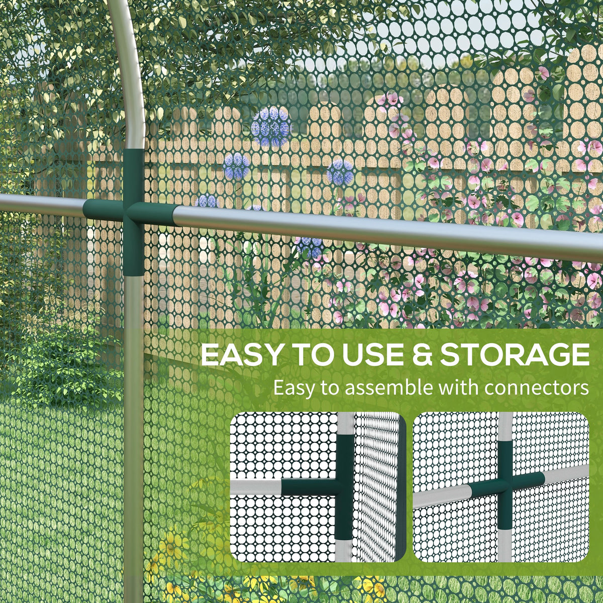 Galvanized Steel Crop Cage, Plant Protection Tent with Zippered Door, 4' x 4', Black – view 25