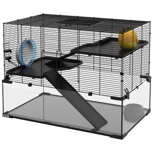 Hamster Cage, Gerbil Cage with Glass Basin for Small Hamsters, Black – view 8