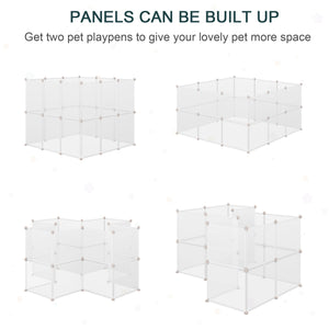 Small Animal Cage Plastic Chinchilla Cage 12 Panels for Guinea Pig, 18" x 14", White