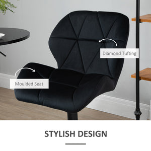 Bar Stool Set of 2 Fabric Adjustable Height Armless Upholstered Counter Chairs with Swivel Seat, Black – view 6