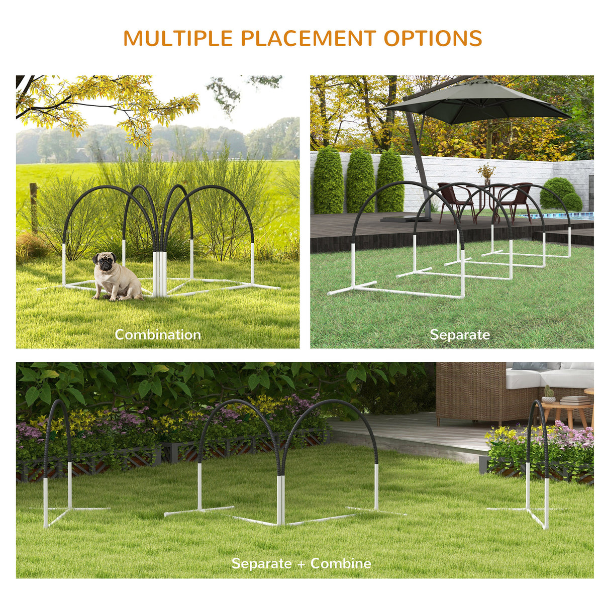 Dog Agility Kit Pet Obstacle Course Training Equipment Outdoor with Weave Poles, Carry Bag, Black – view 3
