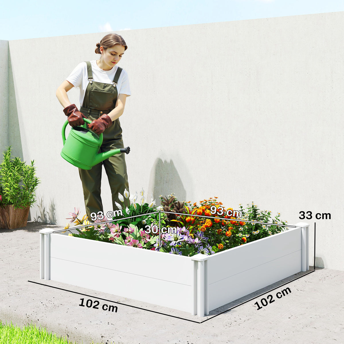 Vinyl Raised Garden Bed Kit, 2 x 2 x 1ft Modular Elevated Garden Box with Slotting Legs and Open Bottom – view 9