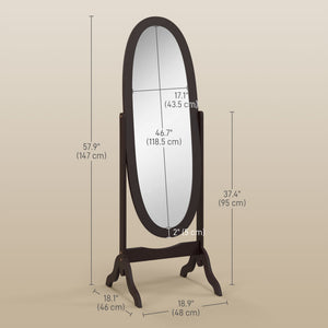 Floor Standing Mirror Full Length Mirror with Adjustable Angle Oval Frame for Dressing Room Bedroom Living – view 9