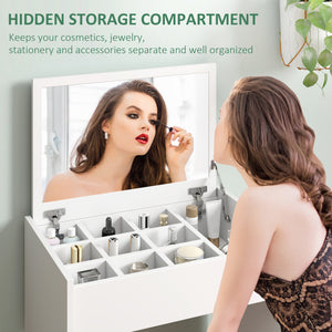 Modern Vanity Set with Makeup Table and Cushioned Stool – view 4