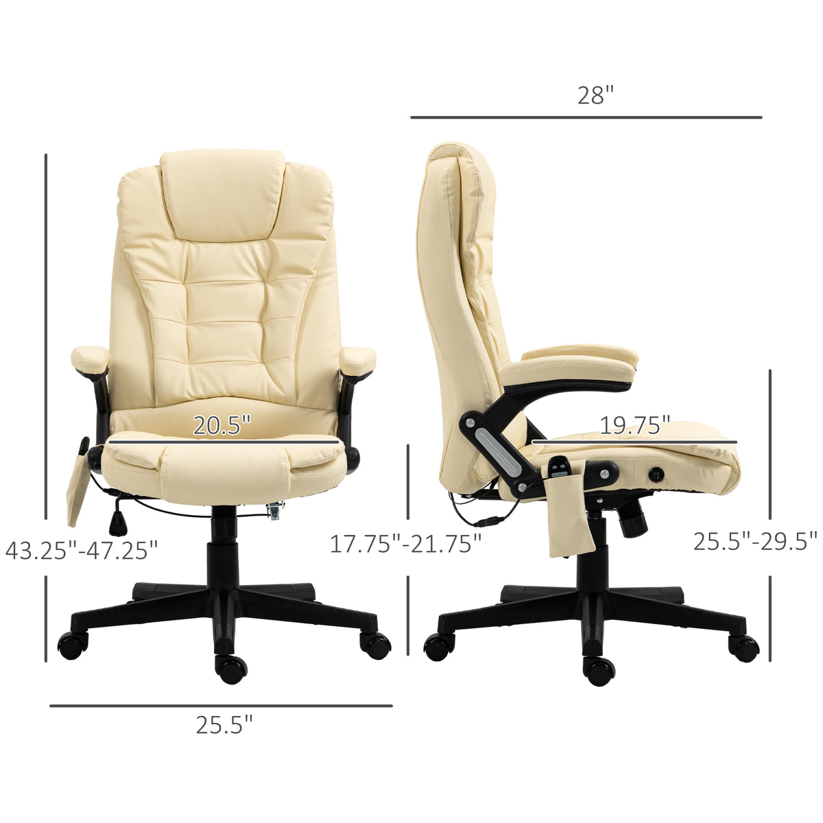 Office Chair Heated Ergonomic Massage Swivel Vibrating High Back Faux Leather Executive Chair Office (Brown)