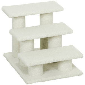 23.5" 4 Tier Pet Stairs Dog Cat Step Scratch Post Furniture, Cream White