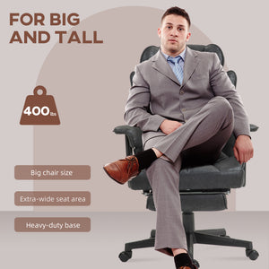 Big and Tall Office Chair with Foot Rest, 400LBS High Back Desk Chair with Padded Armrests, Lumbar Support – view 3