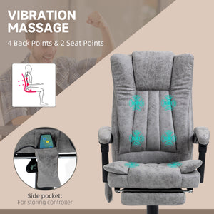 Office Chair 6-point Vibration Massage Chair Micro Fiber Recliner with Retractable Footrest Black – view 17
