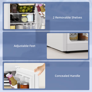 2.5 Cu.Ft Mini Fridge, Single Door Compact Refrigerator with Freezer, Adjustable Thermostat, Reversible Door, White