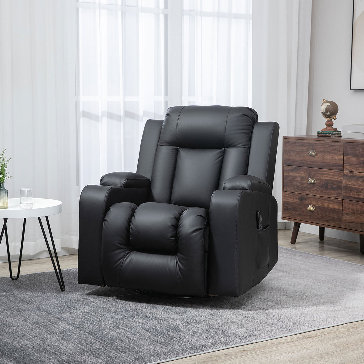Swivel Massage Recliner Chair Rocker, Overstuffed Manual Reclining Sofa – view 7