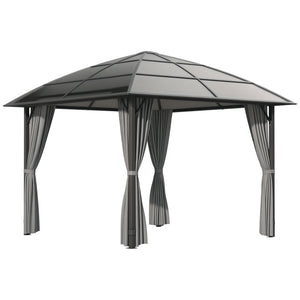 10' x 10' Outdoor Hardtop Gazebo Canopy with UV60+ Polycarbonate Roof, Steel Frame, Central Hook, Curtains – view 8