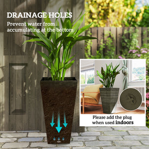 Tall Planter for Outdoor Plants Set of 3, 28 Inch Taper Planter with Drainage Holes, Bronze – view 4