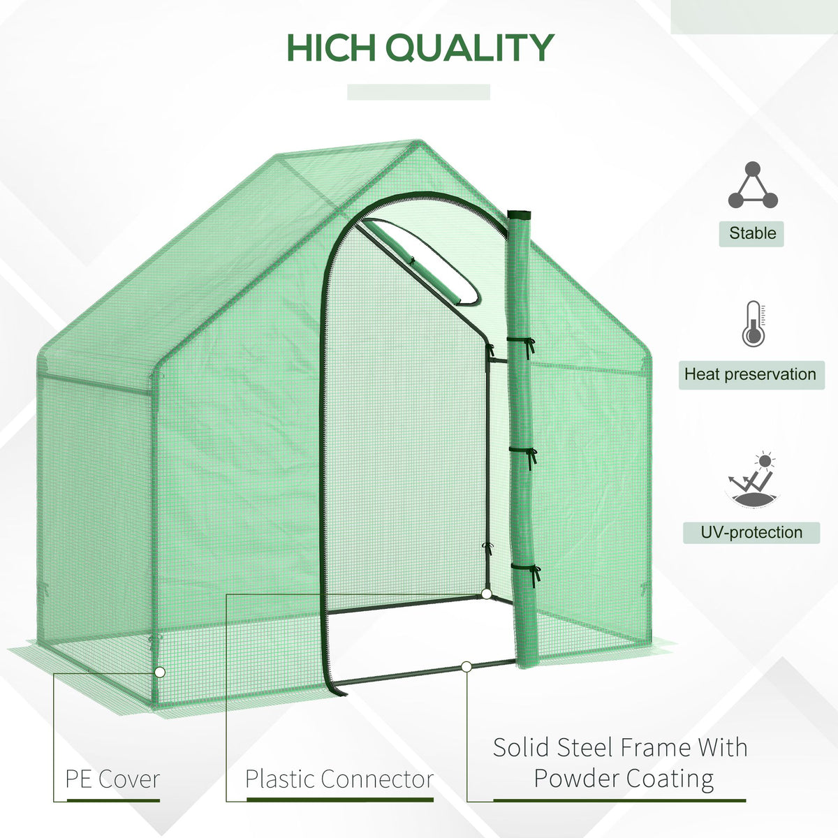 6'x3.3'x5.5' Walk-in Garden Greenhouse with Door and Window, Portable Mini Greenhouse for Plants Flowers Herbs, Steel Outdoor Hot House Growing Tent, Clear Plastic Cover