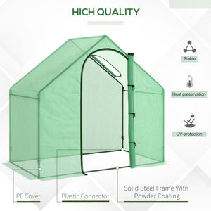 6'x3.3'x5.5' Walk-in Garden Greenhouse with Door and Window, Portable Mini Greenhouse for Plants Flowers Herbs, Steel Outdoor Hot House Growing Tent, Clear Plastic Cover