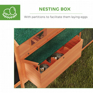 137" Wooden Chicken Coop with Chicken Run, Nesting Box, Dark Grey – view 12