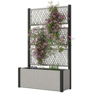 Wicker Outdoor Planter with Trellis, 58" Standing Garden Bed with Liner – view 8
