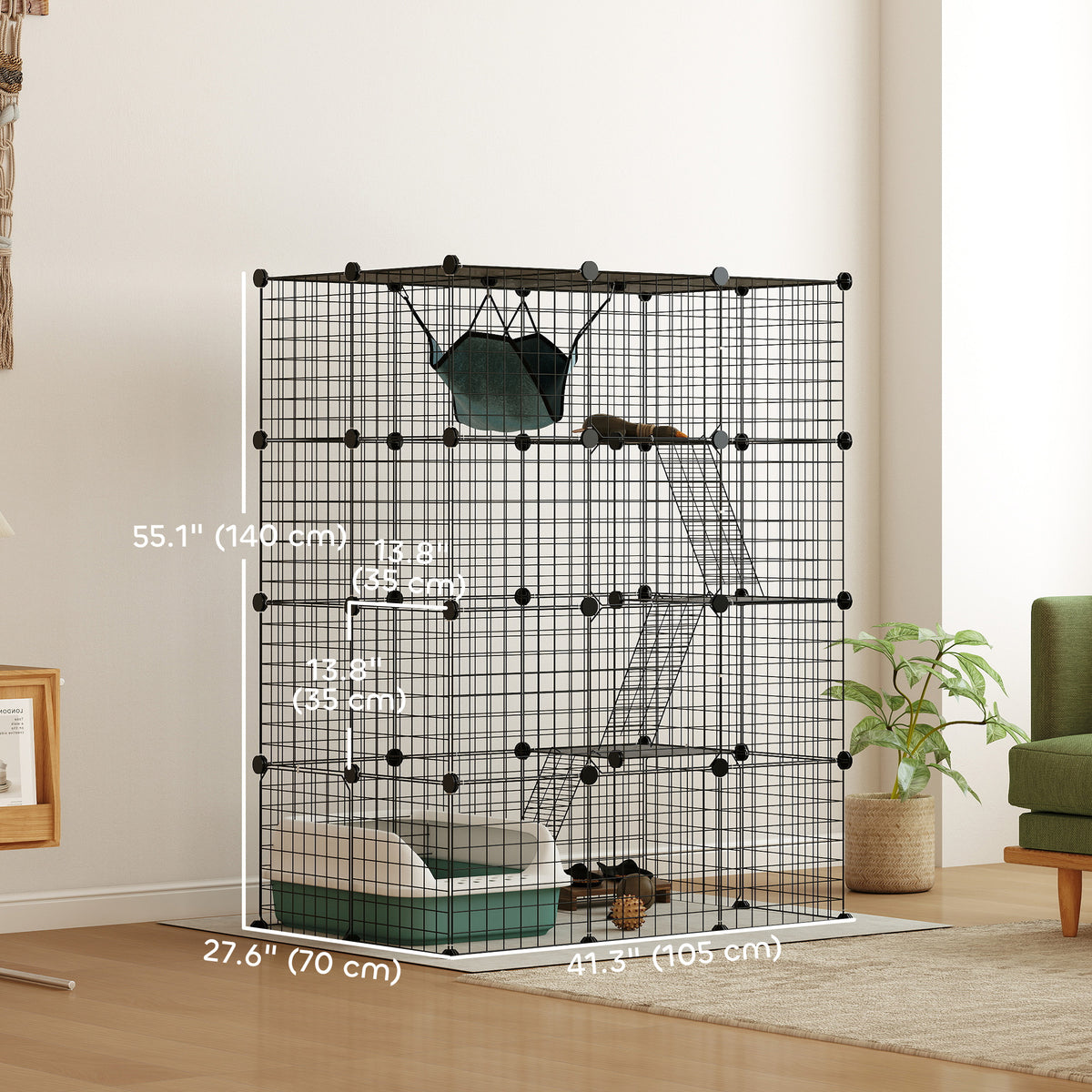4 Tier DIY Cat Cage Indoor, Catio for 1-3 Cats with Hammock, 5 Doors, 3 Ramps, 3 Jumping Platforms – view 16
