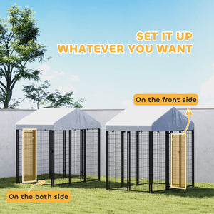 Outdoor Dog Kennel with Waterproof UV-Resistant Cover, 6 x 4 x 6 ft
