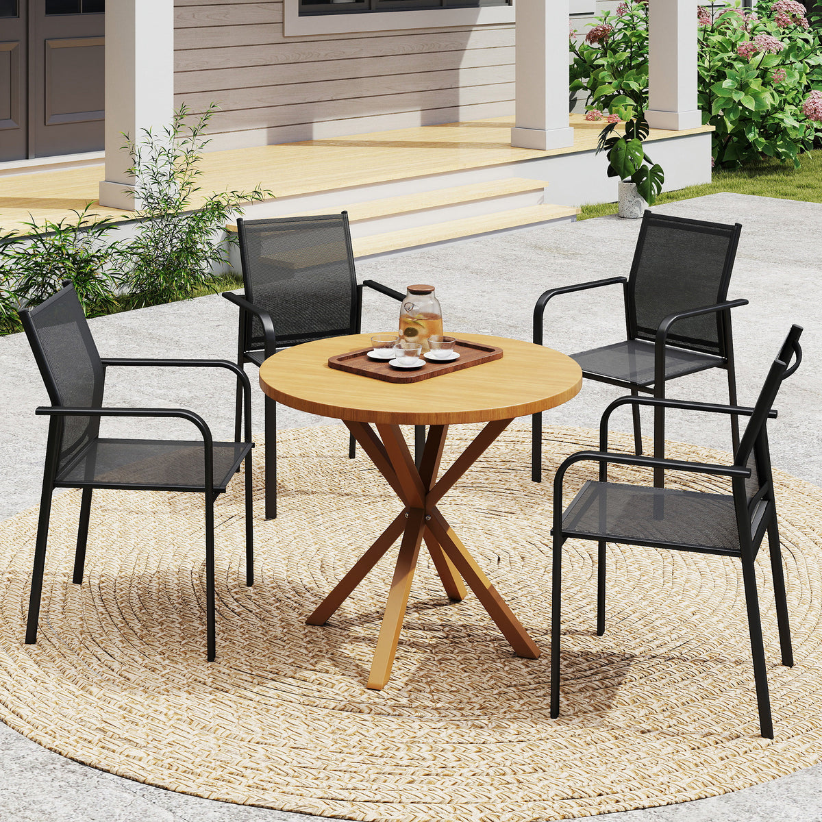 Stackable Patio Chairs Set of 4, Outdoor Dining Chairs with 20" Deep Seat, All Weather Breathable Mesh – view 7