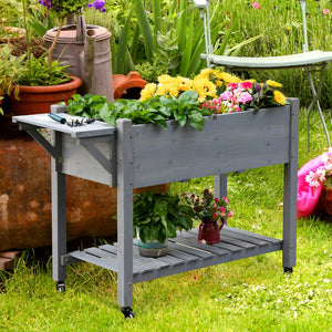 Raised Garden Bed with 8 Grids and Storage Shelf, Elevated Planter Box with Legs – view 14