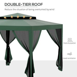 10' x 10' Outdoor Canopy Tent Party Tent with Mesh Netting and Double Tier Roof for Backyard, Garden – view 24