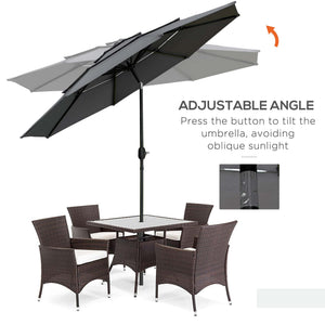9FT 3 Tiers Patio Umbrella Outdoor Market Umbrella with Crank, Push Button Tilt for Deck – view 10
