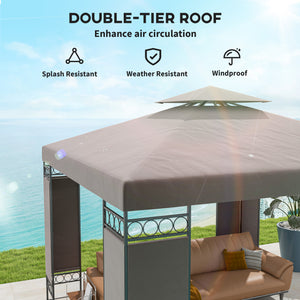 10 x 10 FT Canopy Gazebo, Double Roof Patio Gazebo with Screen Panels and Metal Frame for Deck, Backyard – view 3