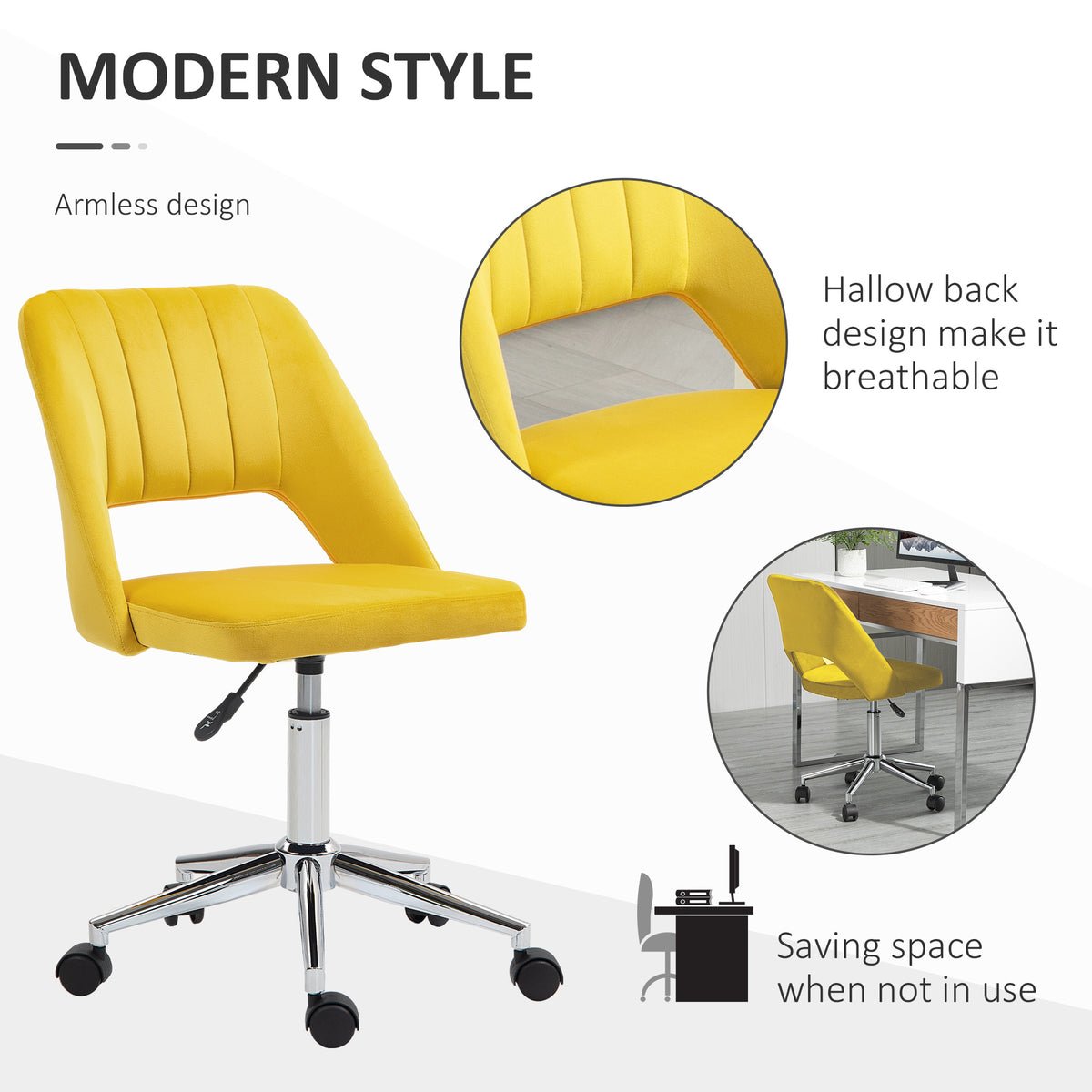 Mid Back Office Chair Velvet Fabric Swivel Scallop Shape Computer Desk Chair, Green – view 25
