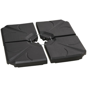 4 Piece Umbrella Base Stand Cantilever Offset Patio Umbrella Weight Plates w/ U Locking, 123 lb Capacity Water or 158 lb Capacity Sand, Black