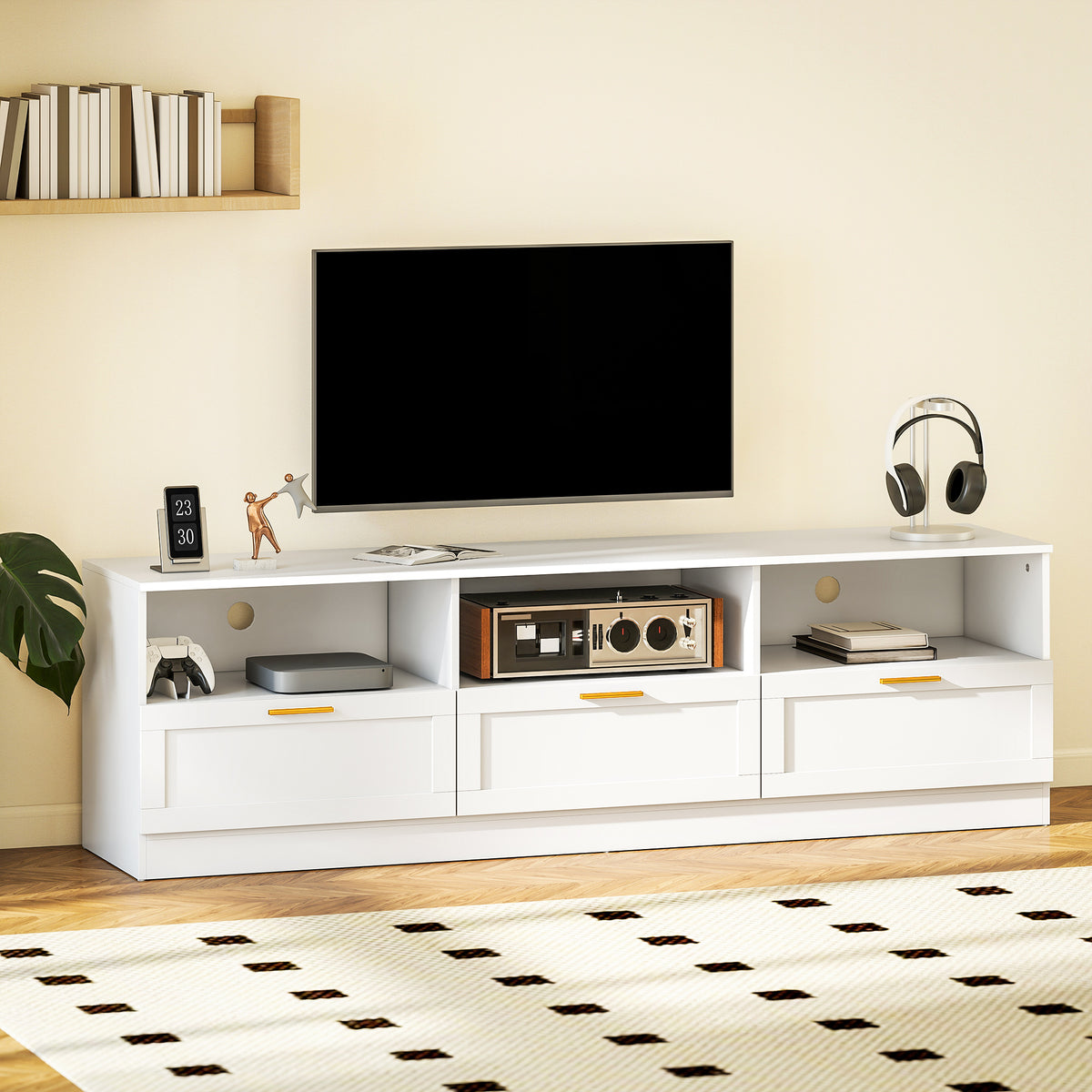 TV Stand with Storage, Modern Entertainment Center with 3 Cabinets and 3 Open Shelves, for TVs up to 85" – view 13