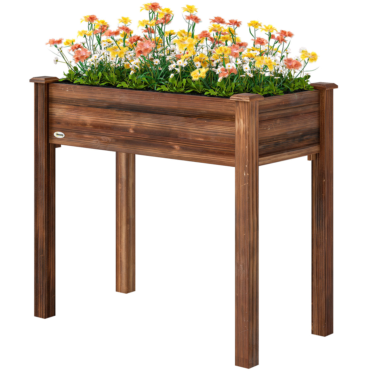 34"x18"x30" Wooden Raised Garden Bed, Elevated Planter Box with Legs, Drainage Holes, Inner Bag for Garden – view 6