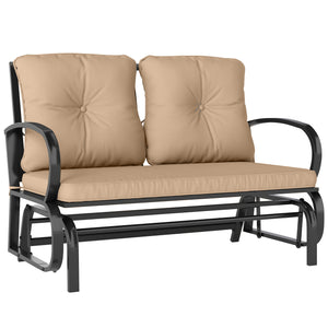2-Person Outdoor Glider Chair, Patio Double Rocking Loveseat with Steel Frame and Cushions for Backyard