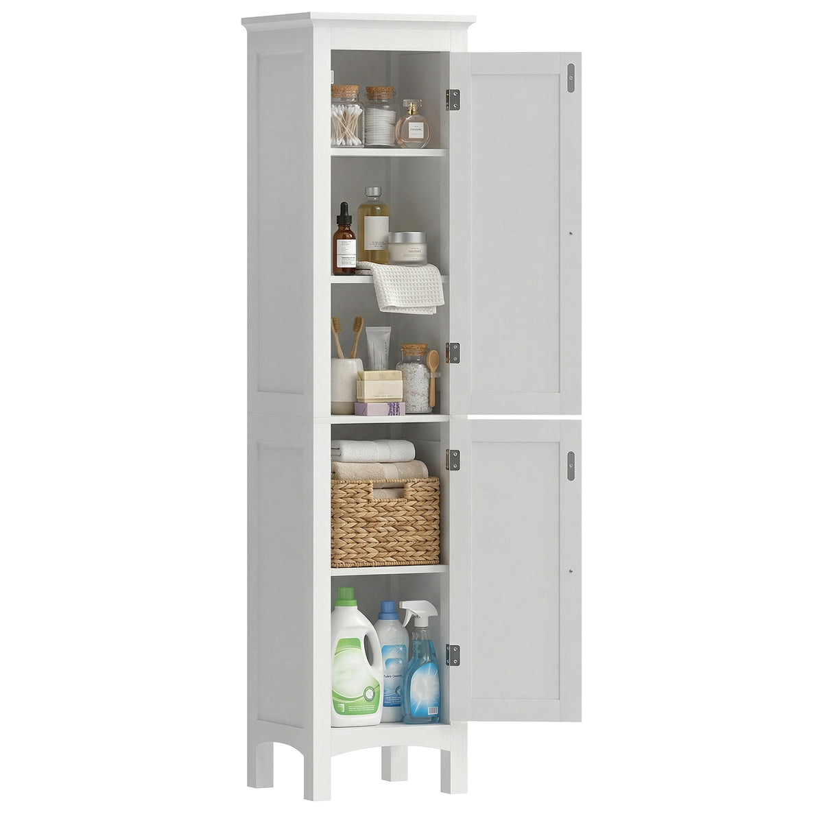 Tall Bathroom Cabinet, Freestanding Storage Organizer with Adjustable Shelves and Cupboards – view 15