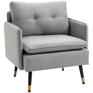 Accent Chair, Upholstered Armchair with Tufted Back Cushion and Steel Legs for Living Room, Bedroom – view 15