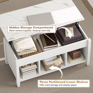 Lift Top Coffee Table, Modern Center Table with Storage Shelves and Hidden Compartment for Living Room – view 18