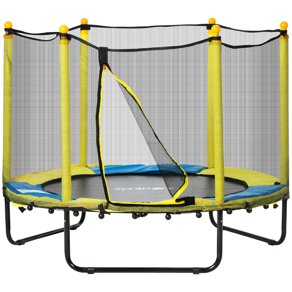 Qaba 4.6FT Trampoline for Kids with Enclosure Net for Ages 3-6, Indoor Outdoor Use