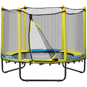 Qaba 4.6FT Trampoline for Kids with Enclosure Net for Ages 3-6, Indoor Outdoor Use