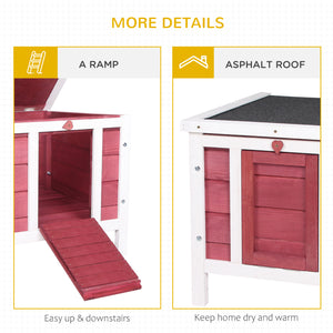 Wooden Rabbit Hutch, Bunny Cage with Waterproof & Openable Asphalt Roof, Outdoor Cat House Guinea Pig Cage Duck Shelter, Indoor Outdoor Use, 20" x 16.5" x 17", Orange