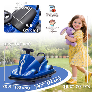 Qaba Bumper Car for Kids, 6V Battery Powered Bumping Car with 360 Degree Spin, Dual Motors, Music, for 3-8 Years