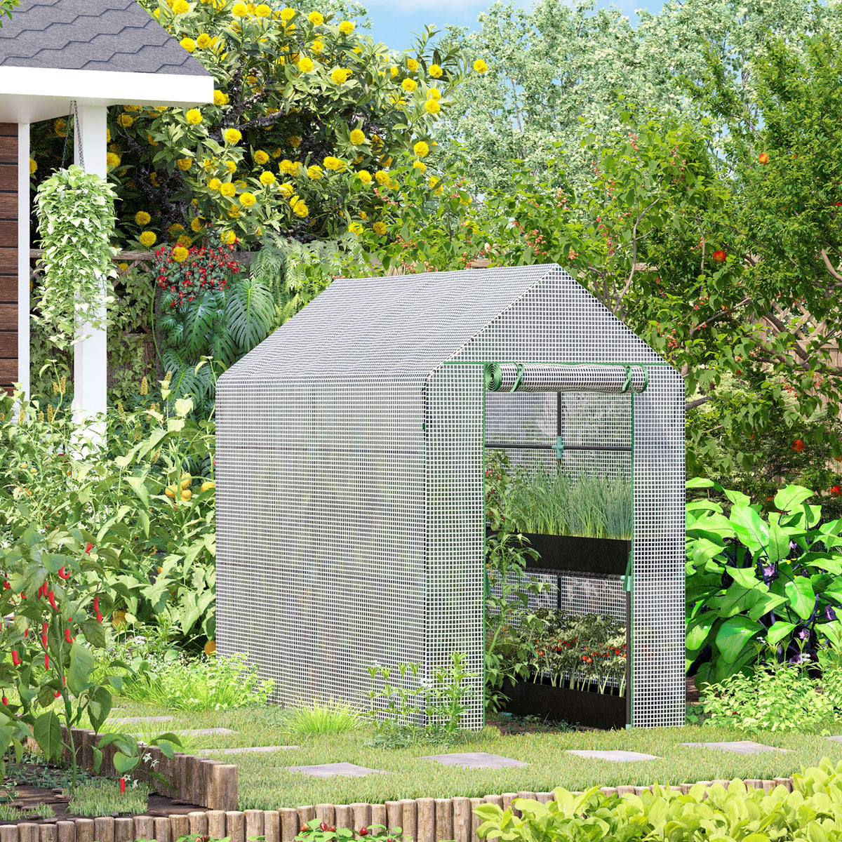 73" x 47" x 75" Walk-in Greenhouse Outdoor Portable Plant Flower Growth Warm House Garden Tunnel Shed – view 6