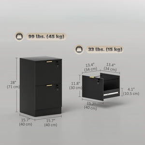 Lockable Filing Cabinet with 2 Fluted Drawers, File Cabinet with Adjustable Hanging Rails for A4 Letter – view 2
