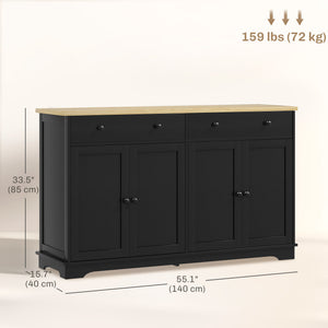 Modern Sideboard, Buffet Cabinet with Storage Drawers, Adjustable Shelves for Living Room, Dining Room, Entryway, Black