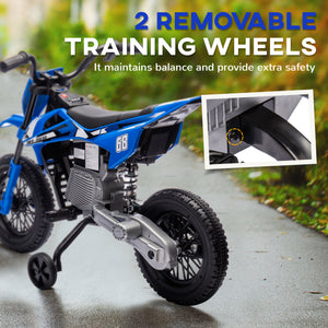 Qaba 12V Kids Dirt Bike, Electric Motorcycle with Twist Grip Throttle, Training Wheels, Rear Suspension & Music