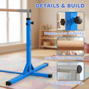 Professional Gymnastics Bar for Kids, Toddler Home Gymnastics Equipment with 13-level Adjustable Height – view 7