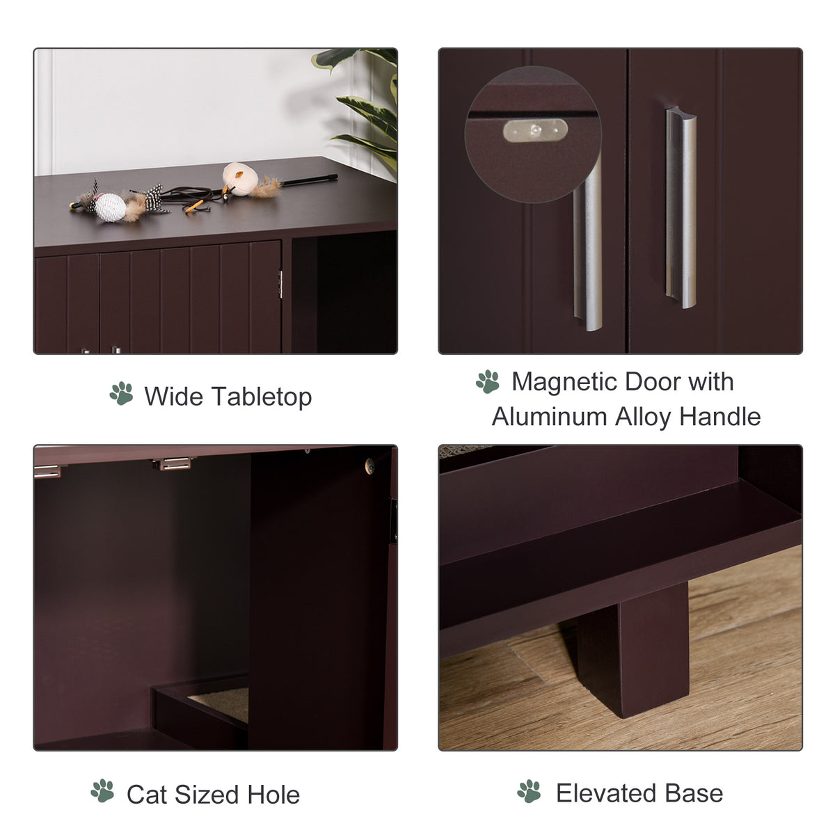 Cat Litter Box Enclosure, Hidden Litter Box Furniture, Cat House End Table Washroom with Scratching Pad – view 7