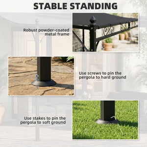 11.5' x 8.2' Outdoor Pergola, Wall Mounted Lean to Pergola with Metal Frame, UPF30+, Garden Gazebo