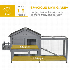 65" Wooden Rabbit Hutch, Pet Playpen with Openable Roof, Storage Box, for Rabbits and Small Animals – view 3