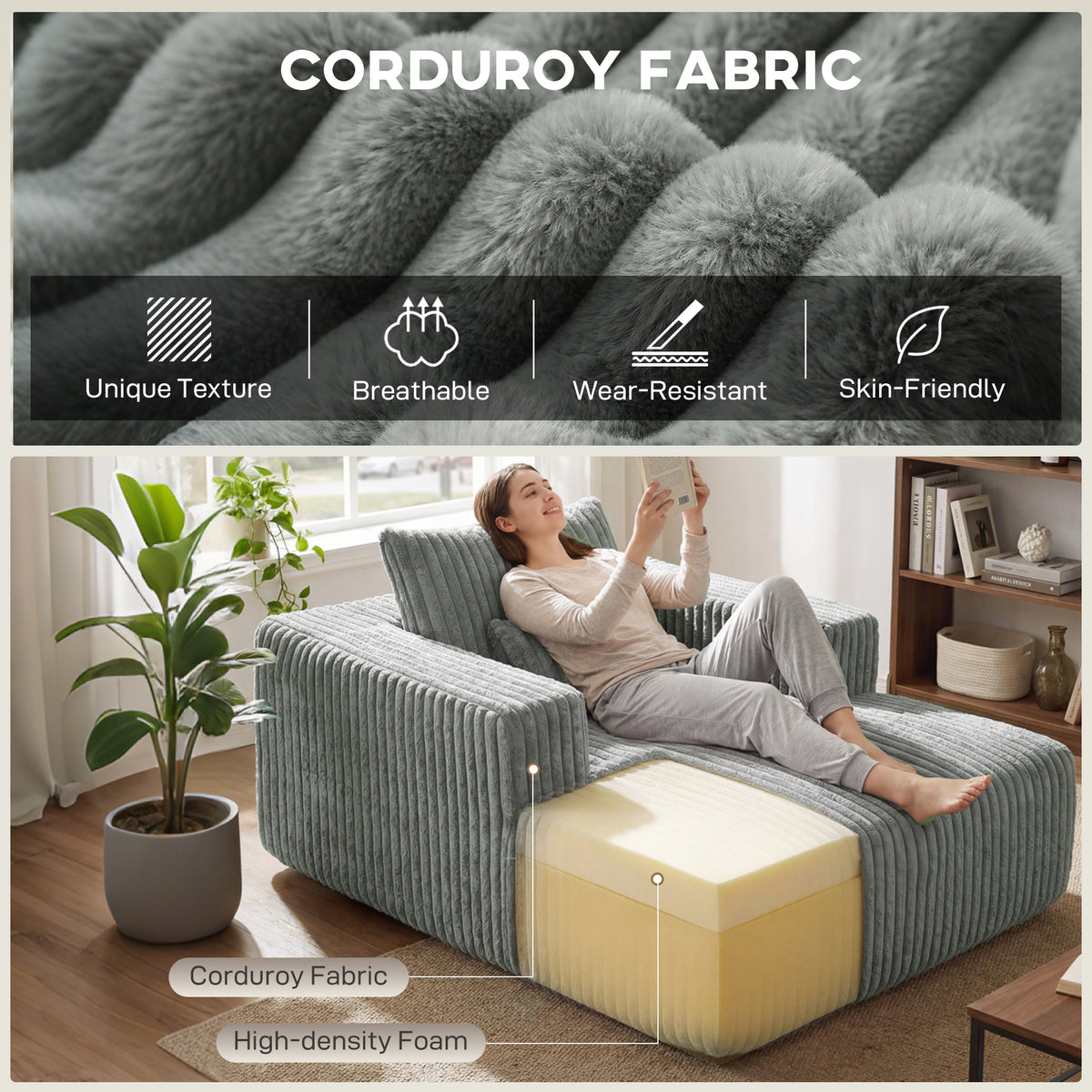 Sofa Bed, Sleeper Chair Bed with Pillow, Single, Grey